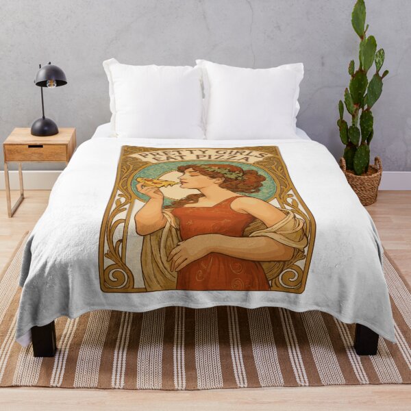 Item preview, Pizza pretty girl Art Nouveau saying gift designed and sold by Pineapple-Tree.