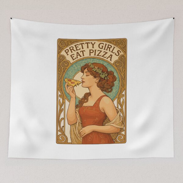 Item preview, Pizza pretty girl Art Nouveau saying gift designed and sold by Pineapple-Tree.