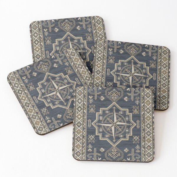 Item preview, Vintage Moroccan & Nautical Compass Rose Area Rug Pattern designed and sold by designwiss.