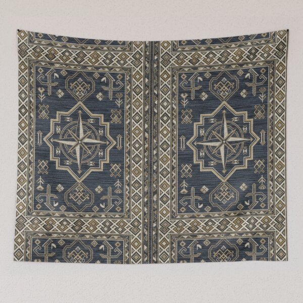 Item preview, Vintage Moroccan & Nautical Compass Rose Area Rug Pattern designed and sold by designwiss.