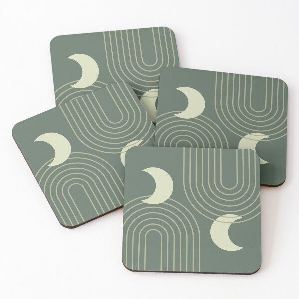 Item preview, Whimsical Rainbow and Moon Abstract Pattern in Sage Green designed and sold by nineFlorals.