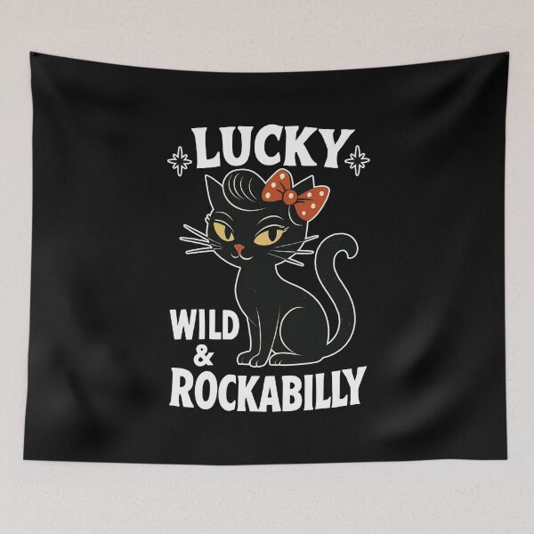 Item preview, Rockabilly black cat happy wild gift designed and sold by Pineapple-Tree.
