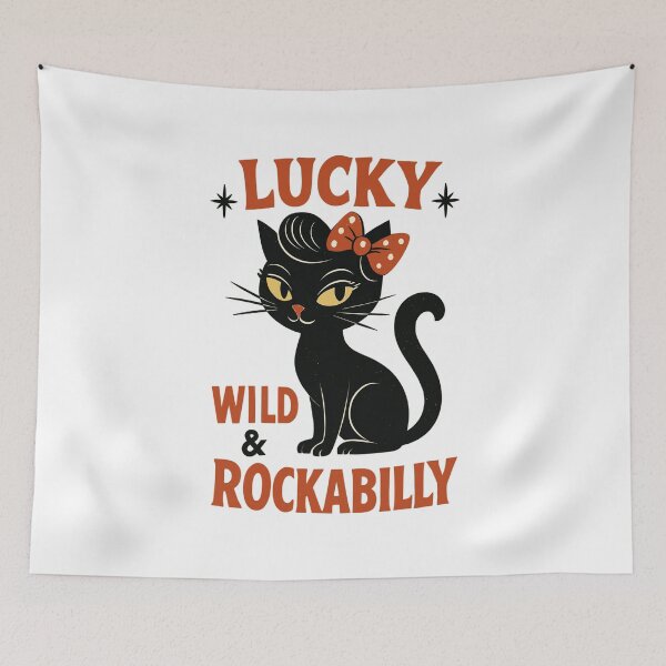 Item preview, Rockabilly black cat happy wild gift designed and sold by Pineapple-Tree.