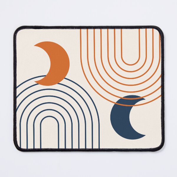 Item preview, Whimsical Rainbow and Moon Abstract Pattern in Navy Blue Burnt Orange designed and sold by nineFlorals.