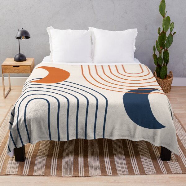 Item preview, Whimsical Rainbow and Moon Abstract Pattern in Navy Blue Burnt Orange designed and sold by nineFlorals.