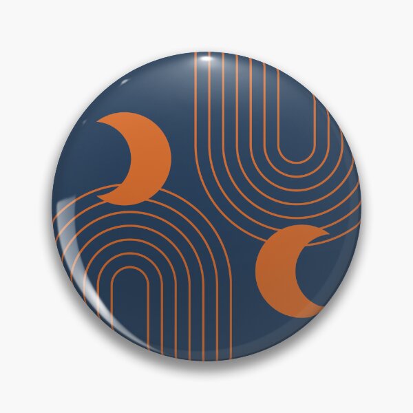 Item preview, Whimsical Rainbow and Moon Abstract Pattern in Burnt Orange and Navy Blue designed and sold by nineFlorals.