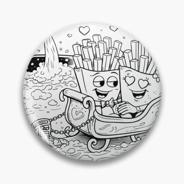 Item preview, Fries in Love – Cute Frying Pan Romance Line Art designed and sold by ComedyInkFactor.