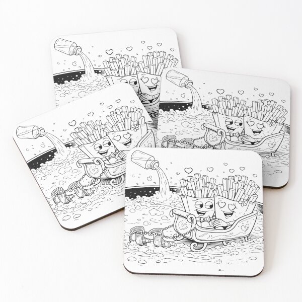 Item preview, Fries in Love – Cute Frying Pan Romance Line Art designed and sold by ComedyInkFactor.