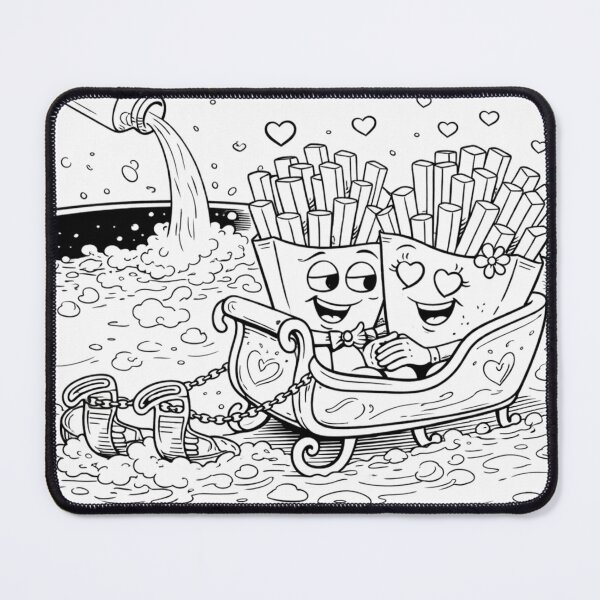 Item preview, Fries in Love – Cute Frying Pan Romance Line Art designed and sold by ComedyInkFactor.
