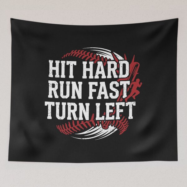 Item preview, Hit Hard Run Fast Turn Left Baseball Player Fan Baseball designed and sold by StickLoveFamily.