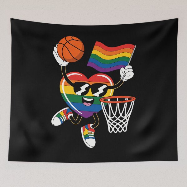 Item preview, Gay Pride Month Basketball Heart LGBTQ Ally Rainbow designed and sold by gourpmerzihd.