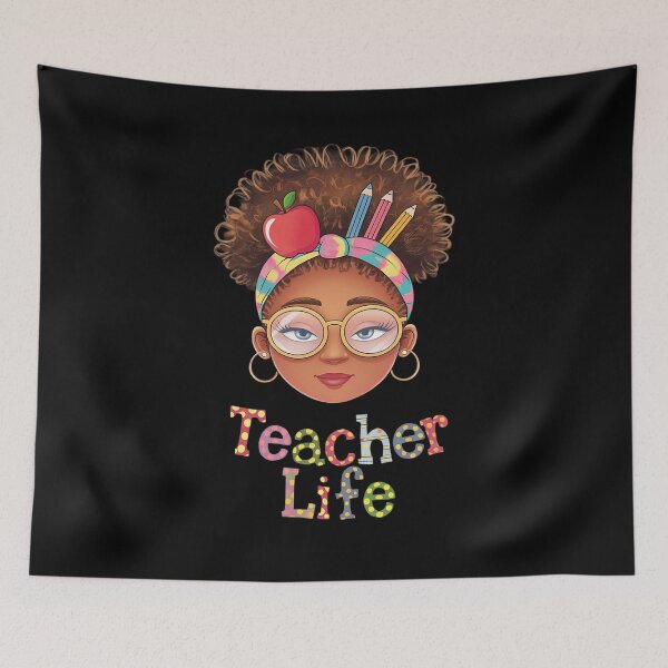 Item preview, Teacher Life Messy Bun Afro African American Back To School designed and sold by InspiredFoul.