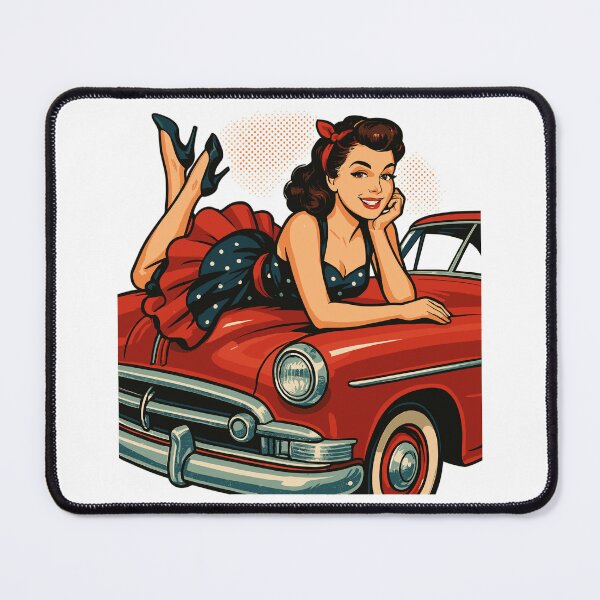Item preview, Rockabilly vintage car, red, pin-up girl gift designed and sold by Pineapple-Tree.