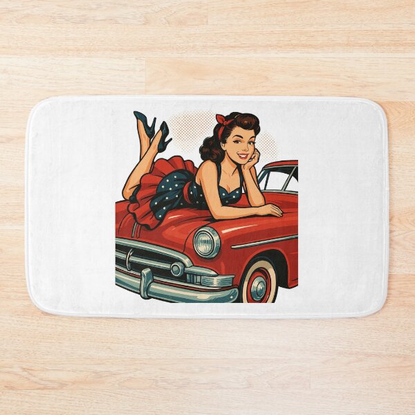 Item preview, Rockabilly vintage car, red, pin-up girl gift designed and sold by Pineapple-Tree.