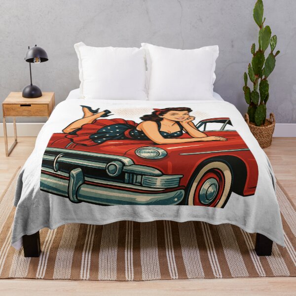 Item preview, Rockabilly vintage car, red, pin-up girl gift designed and sold by Pineapple-Tree.