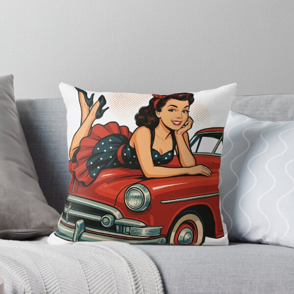 Item preview, Rockabilly vintage car, red, pin-up girl gift designed and sold by Pineapple-Tree.