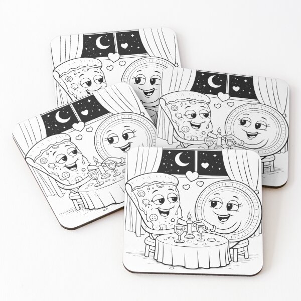 Item preview, Pizza Date Night – Cute Food Love Line Art designed and sold by ComedyInkFactor.