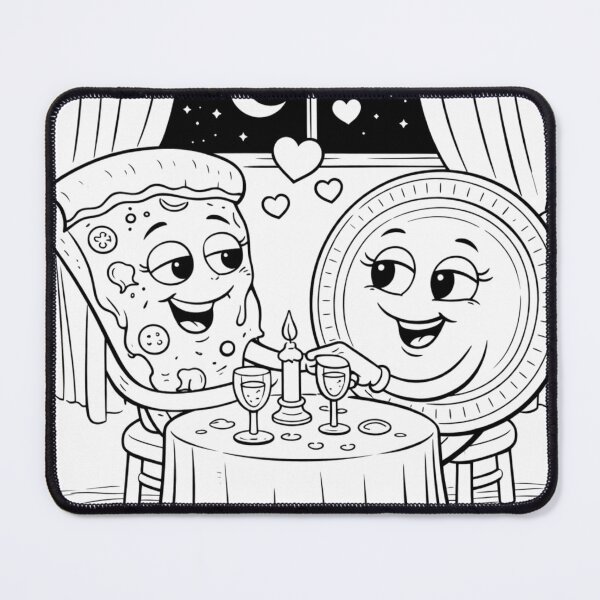 Item preview, Pizza Date Night – Cute Food Love Line Art designed and sold by ComedyInkFactor.