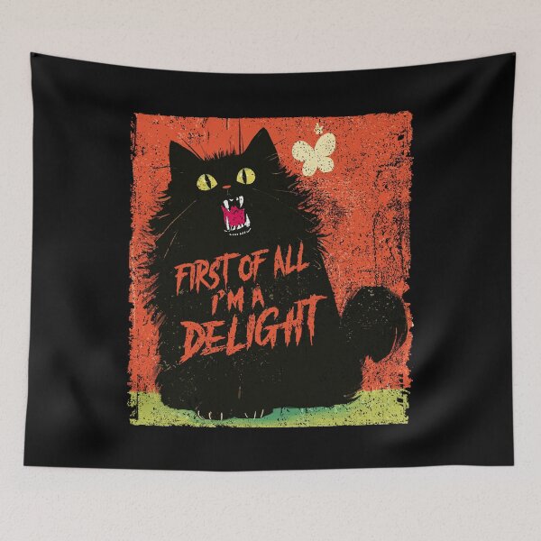 Item preview, First Of All I'm A Delight Sarcastic Angry Black Cat designed and sold by BlightedArt.