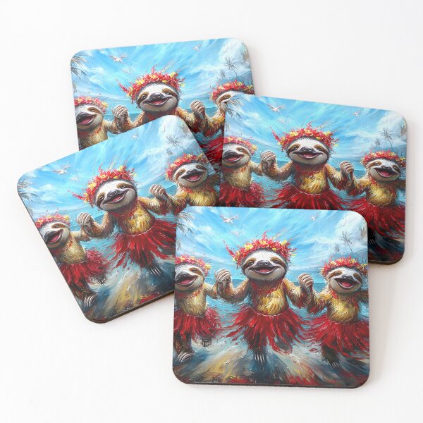 Item preview, Sloths Dancing in Tropical Paradise with Floral Garlands designed and sold by Artessie.