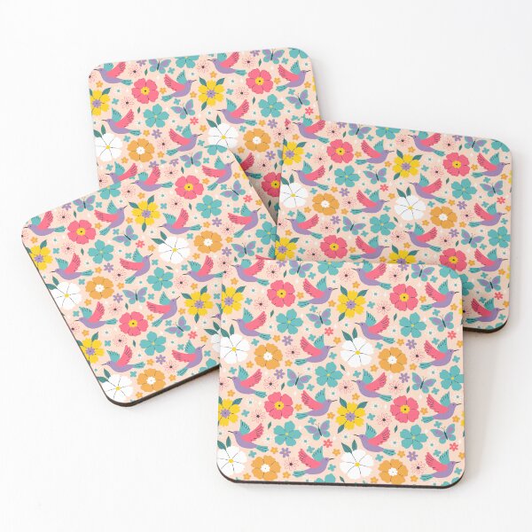 Item preview, pattern with birds and flowers designed and sold by burbura.