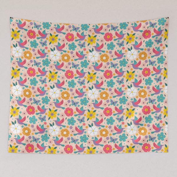 Item preview, pattern with birds and flowers designed and sold by burbura.