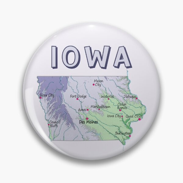 Item preview, Vintage Iowa State Map - Artistic Cities & Topography Illustration designed and sold by mashmosh.