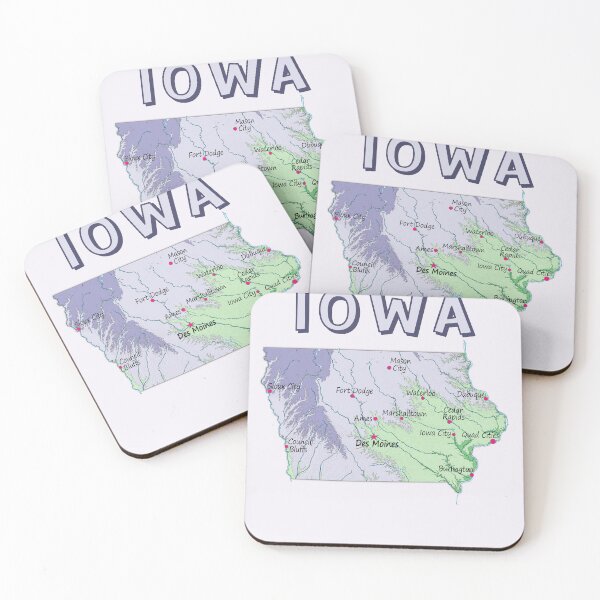 Item preview, Vintage Iowa State Map - Artistic Cities & Topography Illustration designed and sold by mashmosh.