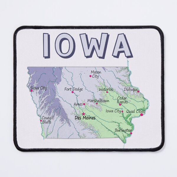 Item preview, Vintage Iowa State Map - Artistic Cities & Topography Illustration designed and sold by mashmosh.