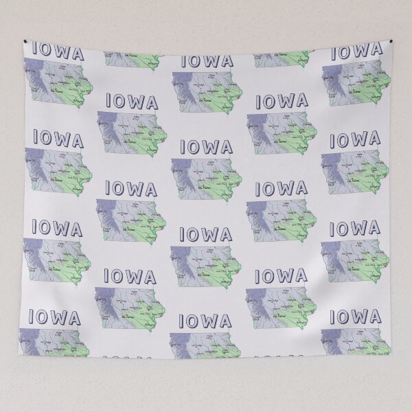 Item preview, Vintage Iowa State Map - Artistic Cities & Topography Illustration designed and sold by mashmosh.