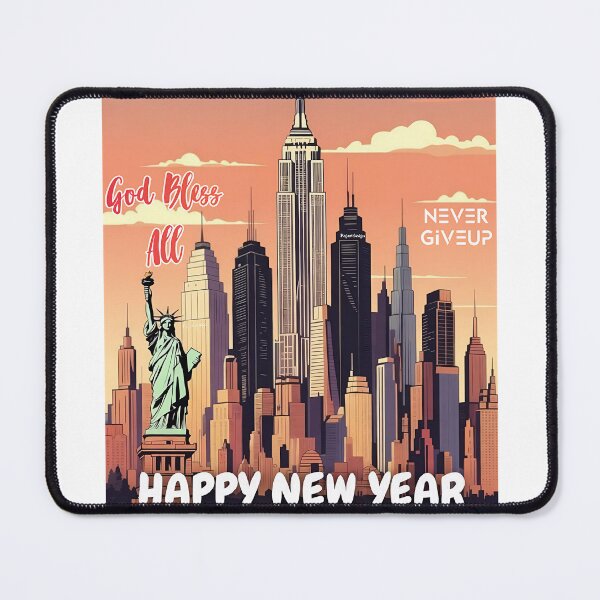 Item preview, Happy New Year 2026 NYC Skyline - Never Give Up Motivational Art designed and sold by RajaArtDesign.
