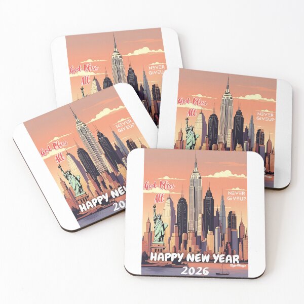 Item preview, Happy New Year 2026 NYC Skyline - Never Give Up Motivational Art designed and sold by RajaArtDesign.