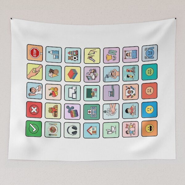 Item preview, Autism Wearable AAC Pointing Communication Board - No Text Pictograms Symbols Icons Chart - Daily Needs Emotions Routines - Non Verbal Speech Apraxia Neurodiversity Awareness Empowerment (White) designed and sold by Autism in Focus.