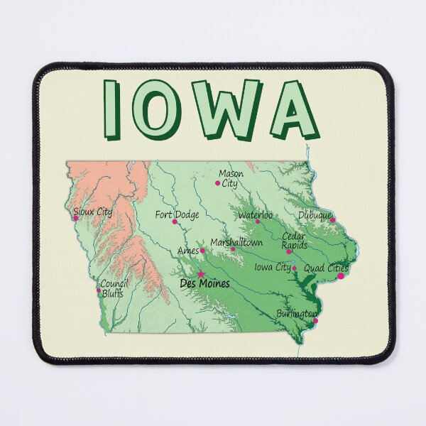 Item preview, Iowa State Map - Cities and Rivers Illustration designed and sold by mashmosh.