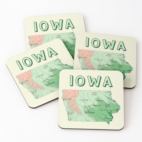 Item preview, Iowa State Map - Cities and Rivers Illustration designed and sold by mashmosh.