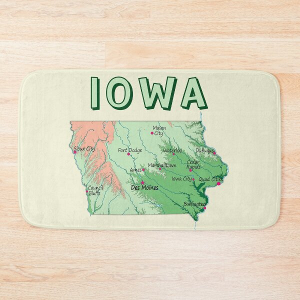 Item preview, Iowa State Map - Cities and Rivers Illustration designed and sold by mashmosh.
