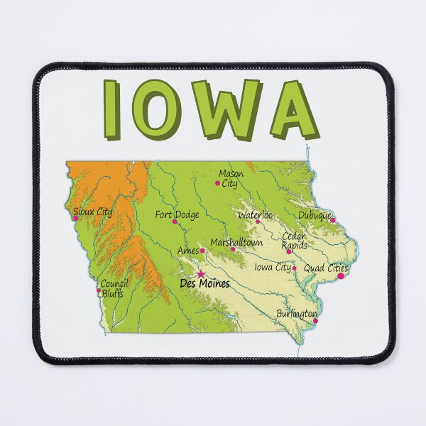 Item preview, Iowa State Map - Illustrated Topographic Cities Design designed and sold by mashmosh.