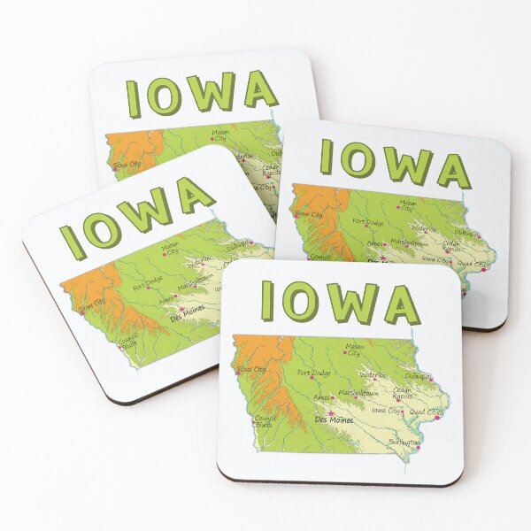 Item preview, Iowa State Map - Illustrated Topographic Cities Design designed and sold by mashmosh.