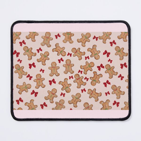 Item preview, Pink Christmas Vibes: Cute Gingerbread & Red Bows Pattern designed and sold by ariine.