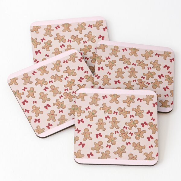 Item preview, Pink Christmas Vibes: Cute Gingerbread & Red Bows Pattern designed and sold by ariine.