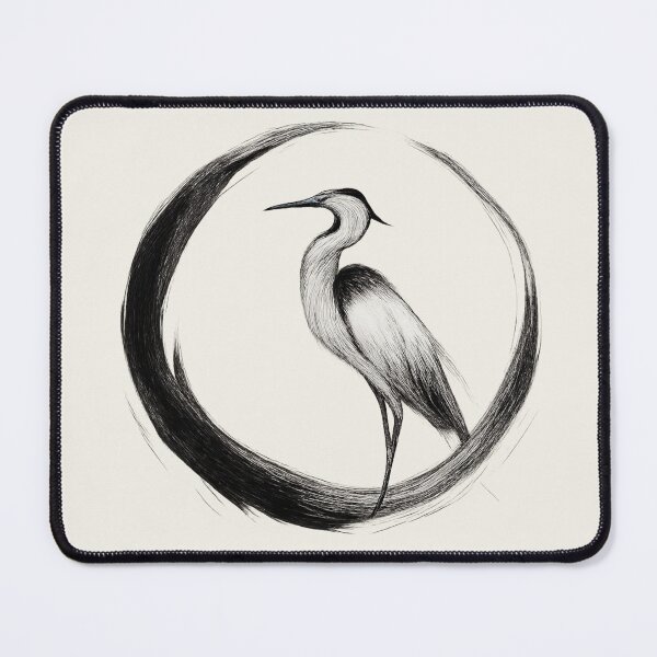 Item preview, Quiet Strength Heron Sumi Ink Circle designed and sold by ChirpInc.