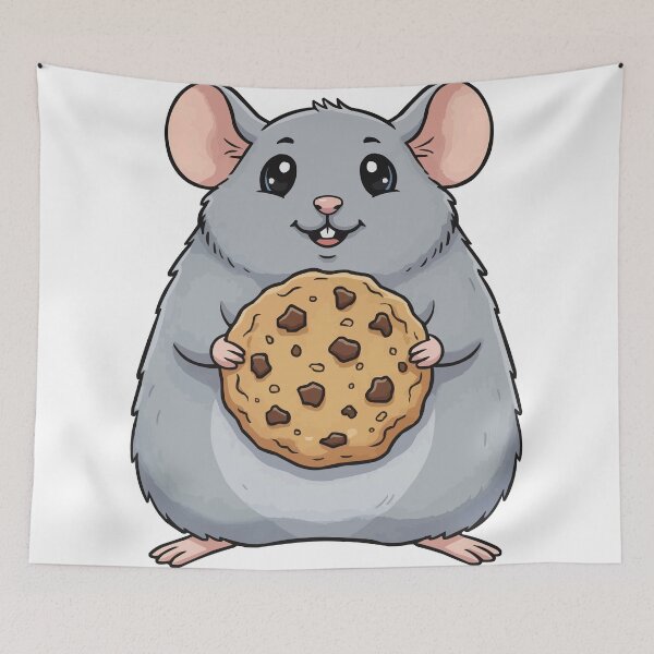 Item preview, Cute Dumbo Rat Eating Cookie - Will Work For Snacks designed and sold by Petzzz.