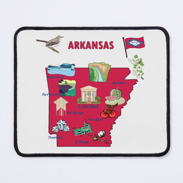 Item preview, Arkansas Pride, Landmarks & Symbols State Map Art designed and sold by mashmosh.