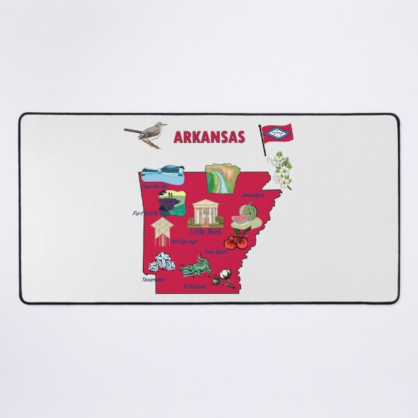Item preview, Arkansas Pride, Landmarks & Symbols State Map Art designed and sold by mashmosh.