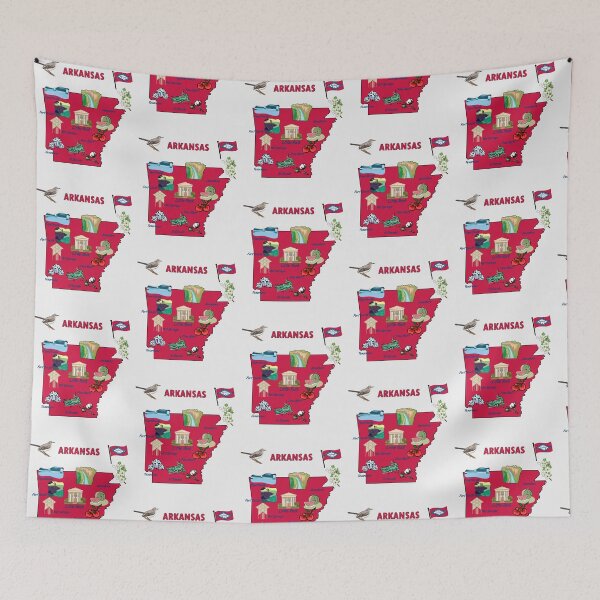 Item preview, Arkansas Pride, Landmarks & Symbols State Map Art designed and sold by mashmosh.