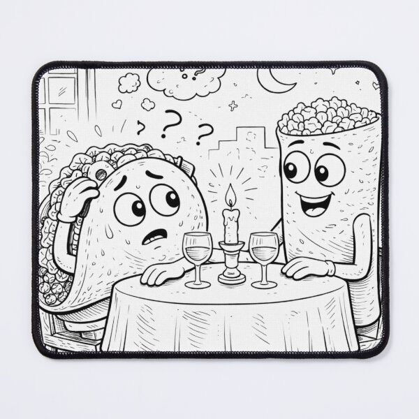 Item preview, Taco Date Night With Fries – Cute Valentine Food Couple Coloring Page designed and sold by ComedyInkFactor.