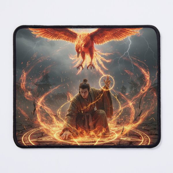 Item preview, Phoenix Summoner – Japanese Fire Mage & Mythical Bird Art designed and sold by Mori-no-Akari.