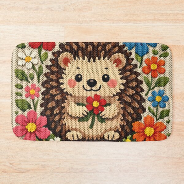 Item preview, Cute hedgehog with flowers, beautiful knitted design designed and sold by Mauswohn.