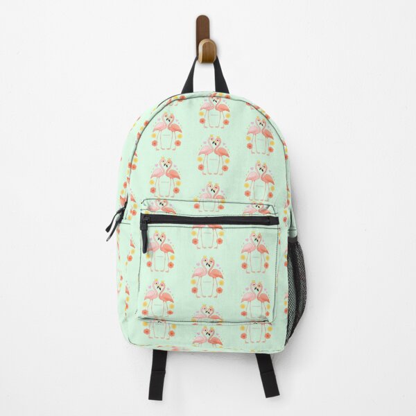 Item preview, Flamingo Couple with Hibiscus and Lemon - Solid Mint designed and sold by HIMEKARI.