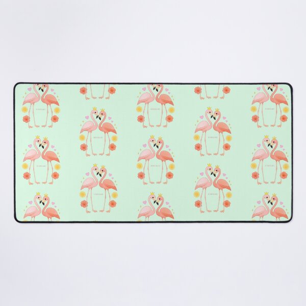 Item preview, Flamingo Couple with Hibiscus and Lemon - Solid Mint designed and sold by HIMEKARI.